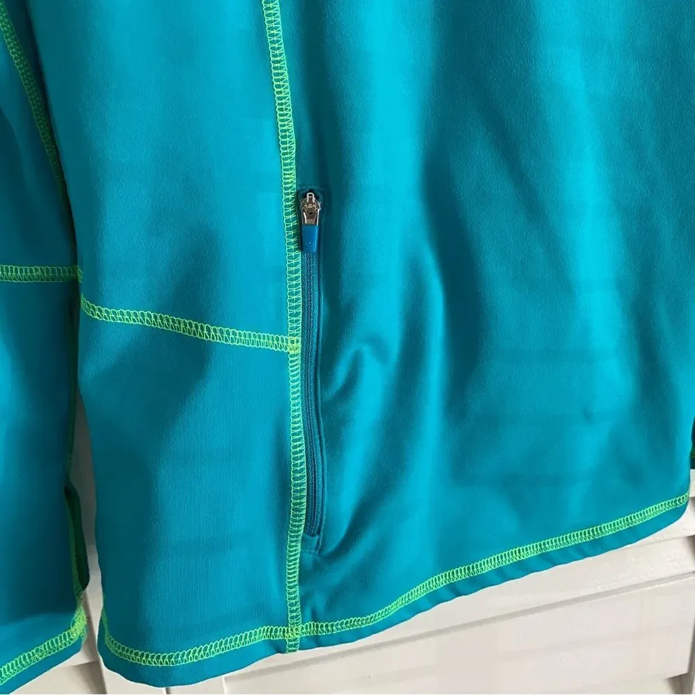 Kirkland Women's Size M Hooded Pullover Top Hiking Active Teal Blue Zip Pockets - Picture 11 of 16